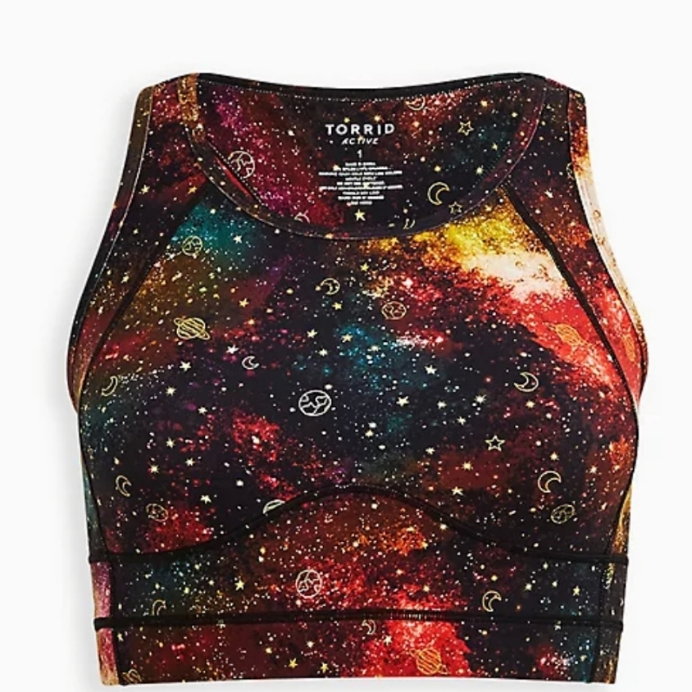 Torrid size 1 (14-16) multicolor galaxy sports bra